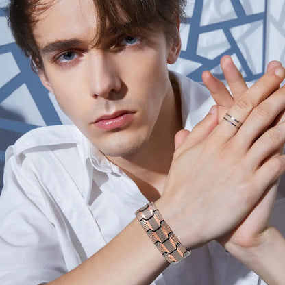 Bracelet Cuivre Magnétique Homme – Manchette 3 Aimants, Outil Inclus