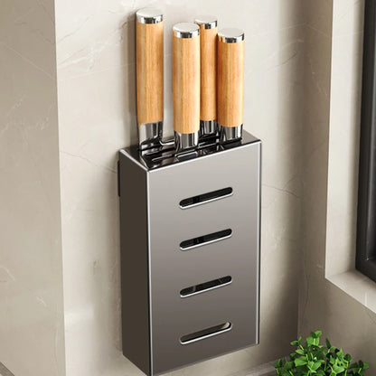 Porte-Couteaux Mural de Cuisine - Rangement Sans Perçage en Acier au Carbone