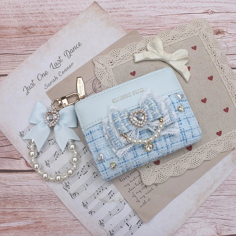 Portefeuille Femme Lolita Mignon Cuir PU - Court Porte-Cartes Monnaie Kawaii Cadeau Fille