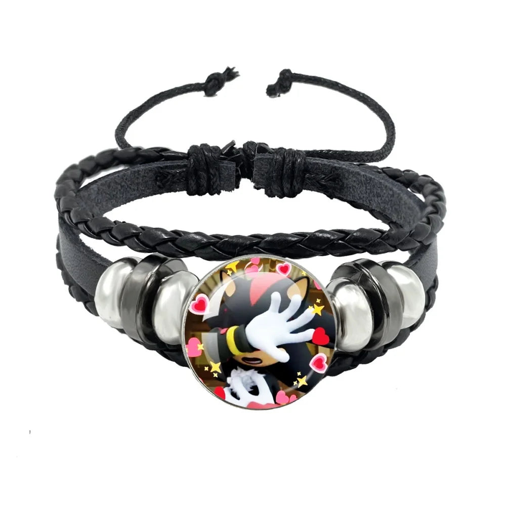 Bracelet Shadow le Hérisson Cabochon Verre – Cuir Multicouche Tressé Unisexe