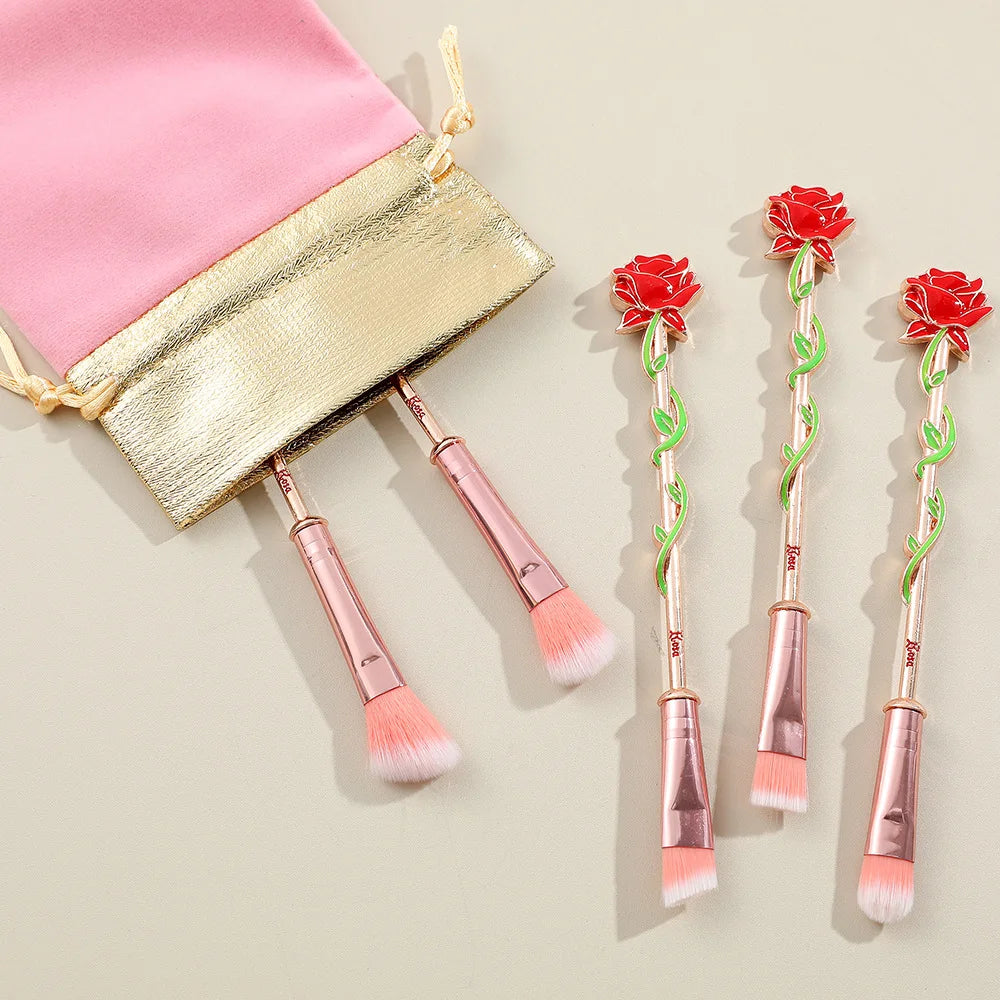 Set 5 Pinceaux Maquillage Beauty and The Beast - Rose Enchantée Cosplay Outil Beauté Cosmétique Collection