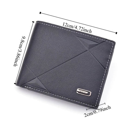 Portefeuille Homme Court Cuir PU Bifold Business - Porte-Carte Crédit Cash Bag Couleur Unie Café