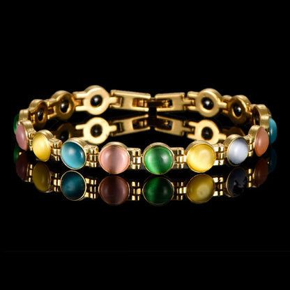 Bracelet Opale Magnétique Plaqué Or 18K – Énergie & Charme Femme