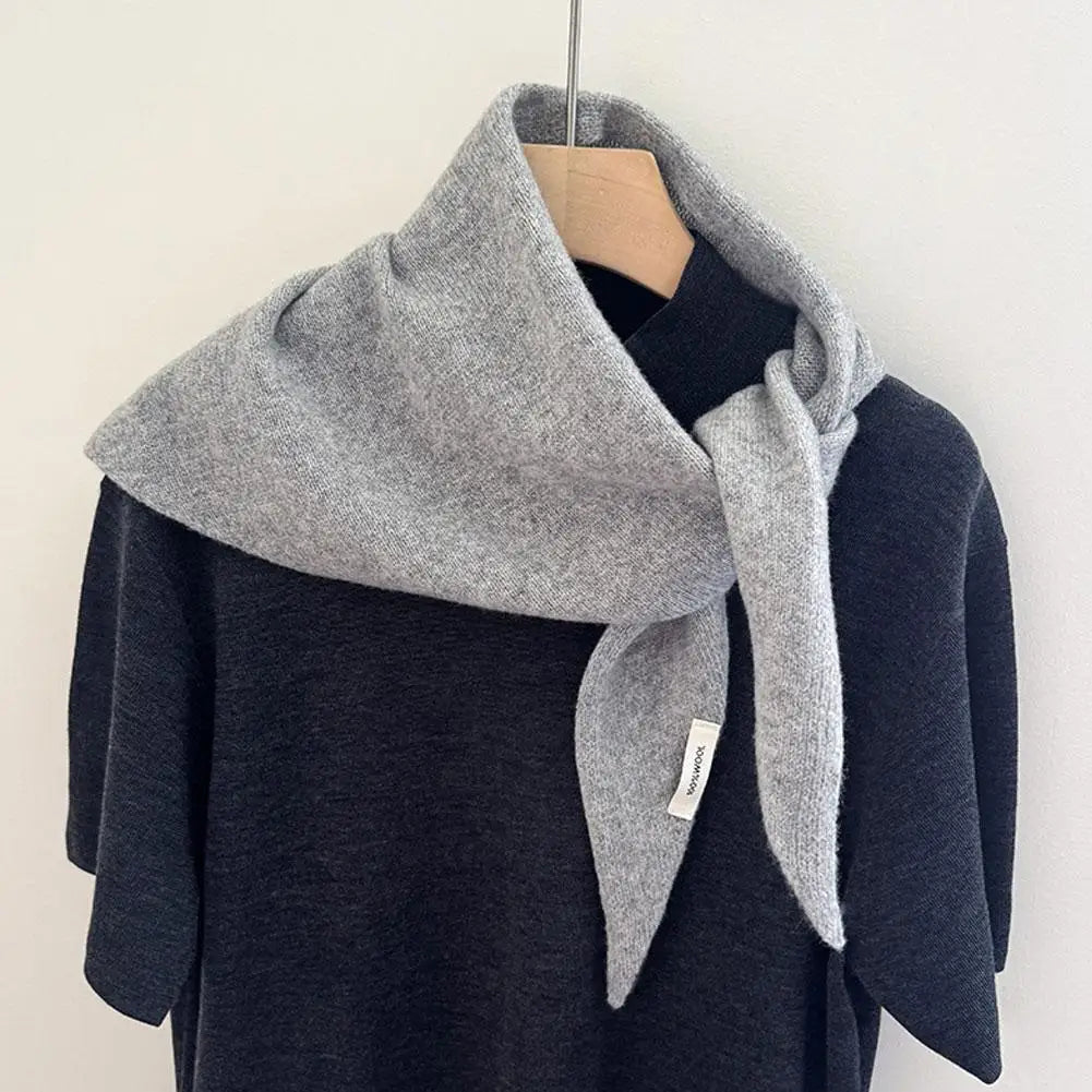 Foulard Triangle Laine 100% Niche Britannique Coréen - Écharpe Tricotée Multifonction Femme