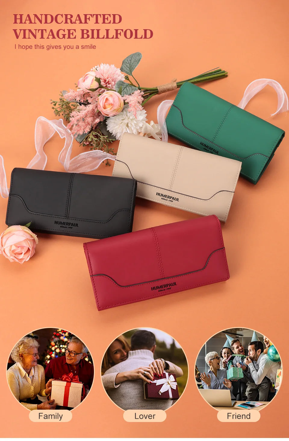 Portefeuille Femme Cuir Véritable Long RFID - Carteras Luxe avec Porte-Monnaie