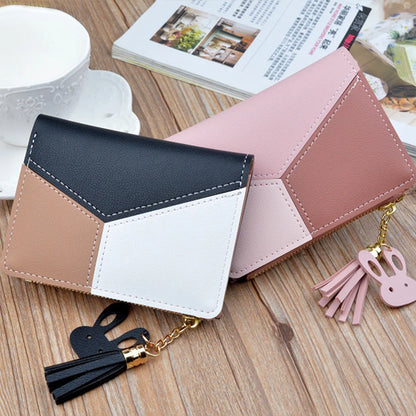 Portefeuille Femme Court Cuir PU Noir - Porte-Monnaie Pliable Compact avec Porte-Cartes