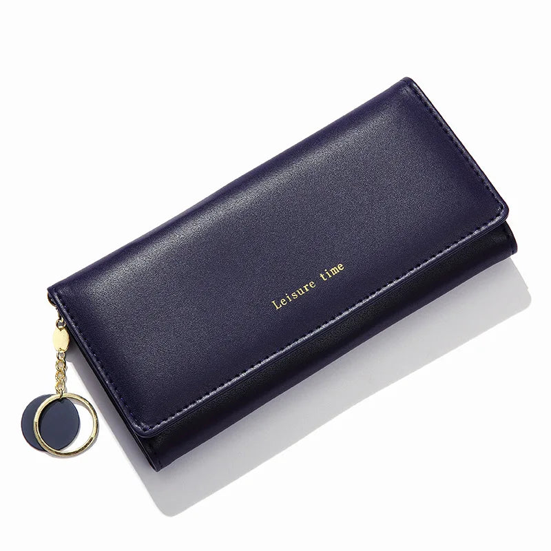 Portefeuille Femme Long Trifold Cuir - Pochette Porte-Cartes avec Lettres