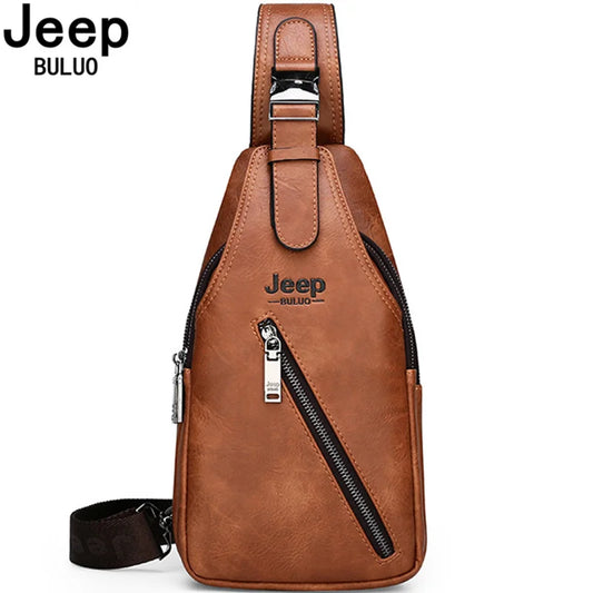 Sac Bandoulière Homme Cuir JEEPBULUO - Sacoche Poitrine Crossbody Premium