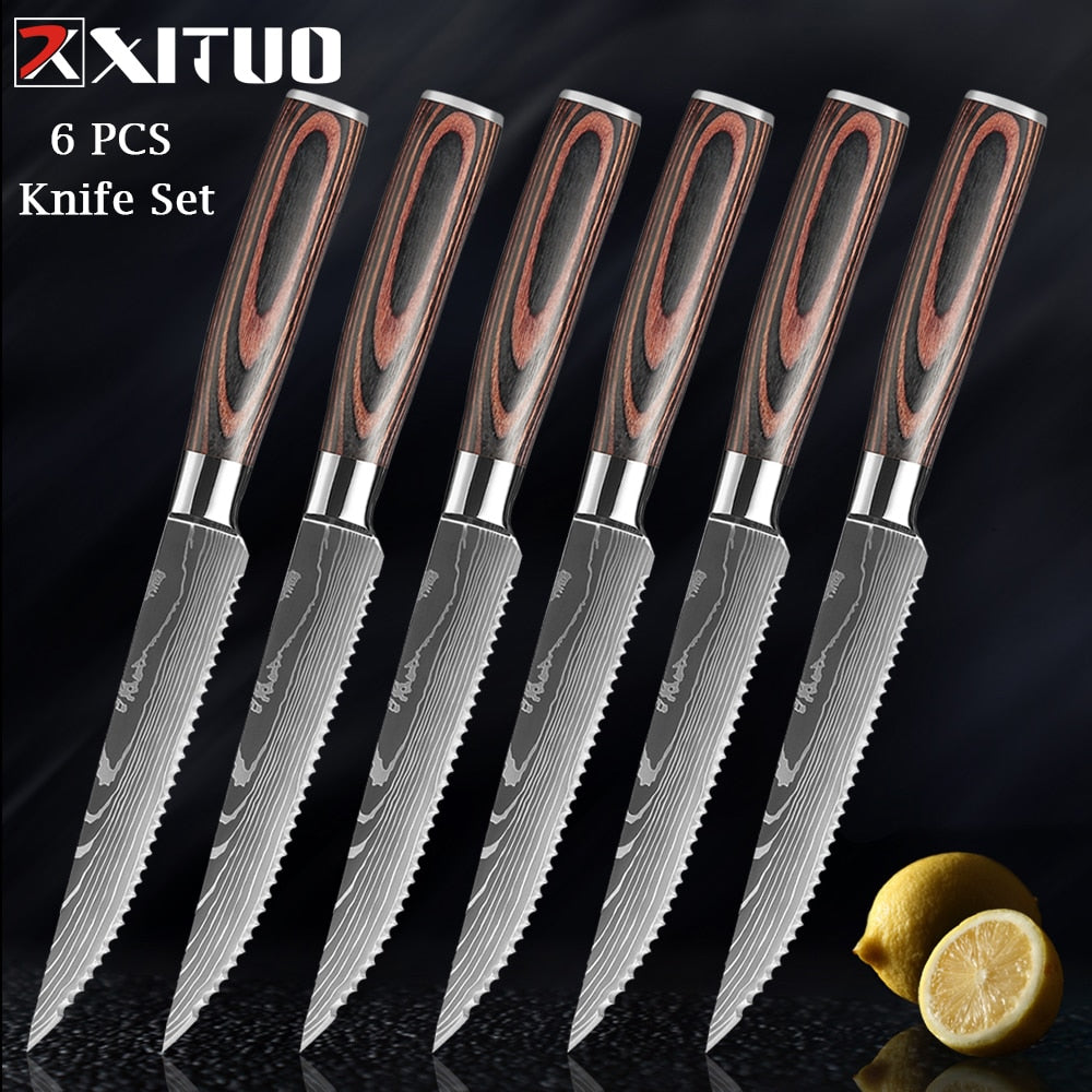 Couteaux de Chef Professionnels 1-10 Pièces - Set Cuisine Acier Inoxydable