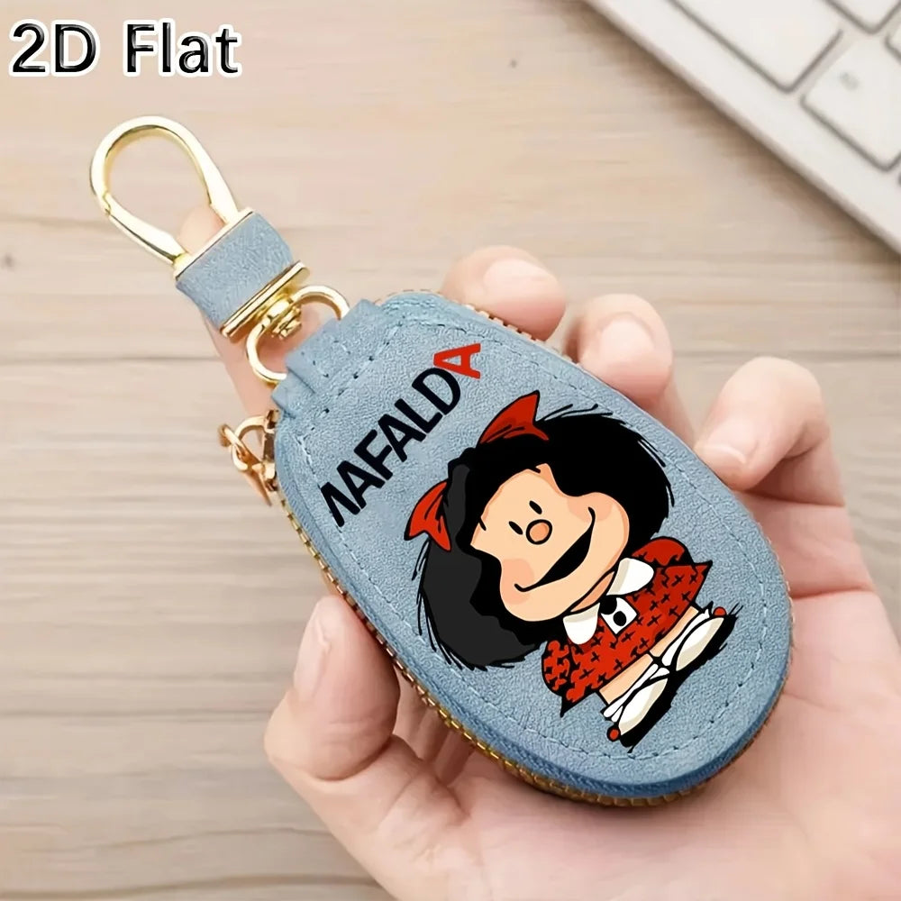 Porte-Clés Mafalda Femme Homme - Porte-Monnaie Compact avec Chaîne et Organisateur Clés