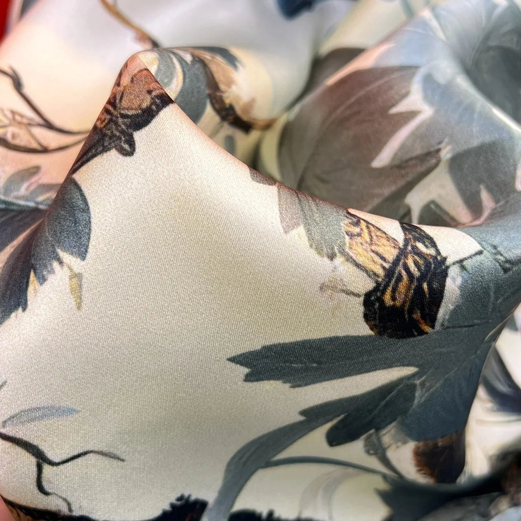 Foulard Carré Soie 88cm Imprimé Chinois - Écharpe Élégante Femme