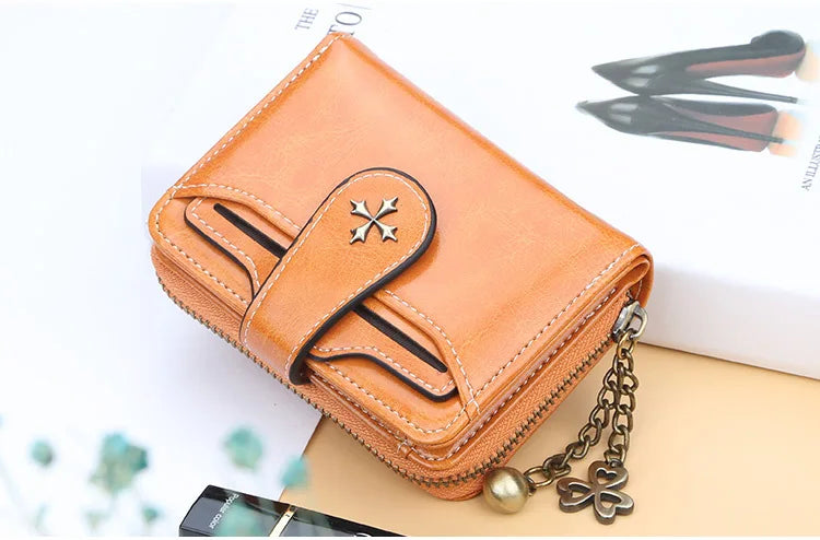 Portefeuille Femme Court Cuir PU Noir - Porte-Monnaie Hasp avec Porte-Cartes et Compartiment Pièces
