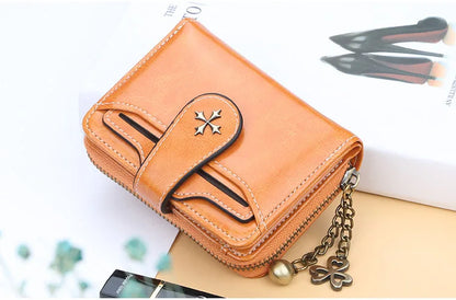 Portefeuille Femme Court Cuir PU Noir - Porte-Monnaie Hasp avec Porte-Cartes et Compartiment Pièces