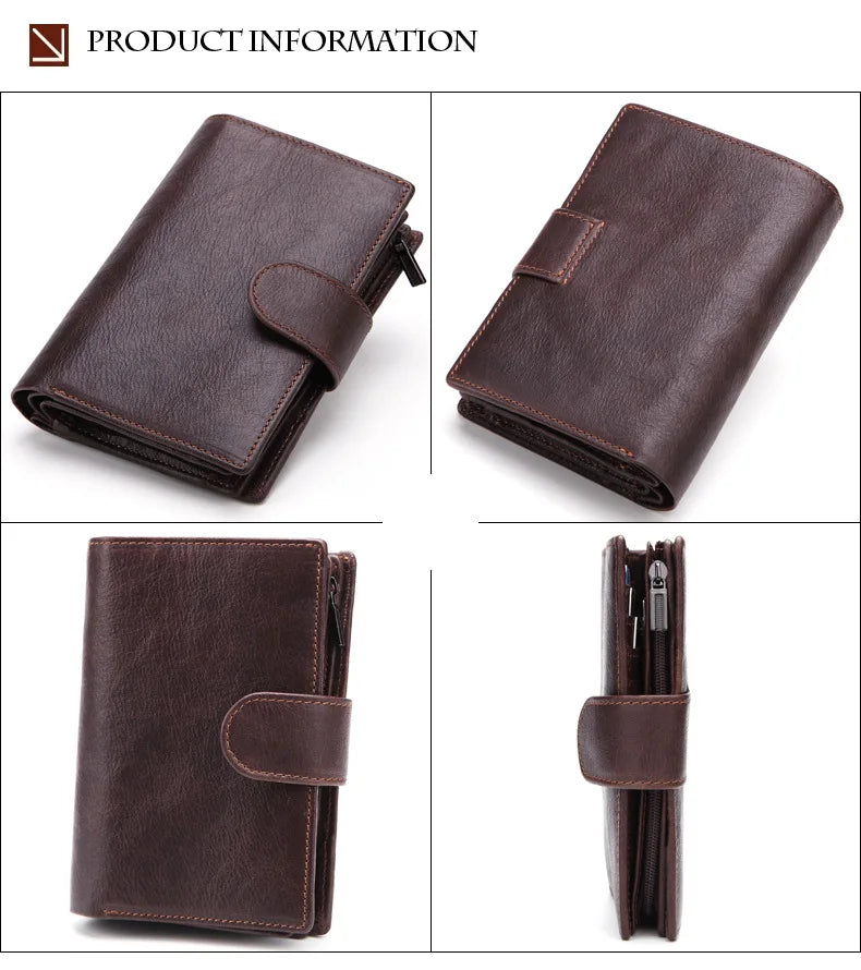 Portefeuille Homme Court Cuir Véritable Luxe - Porte-Cartes ID Multifonction Unisexe