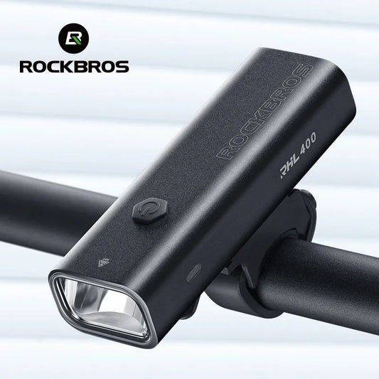 Lampe Vélo ROCKBROS LED 2000mAh Type-C - Phare Avant MTB Imperméable Rechargeable Aluminium
