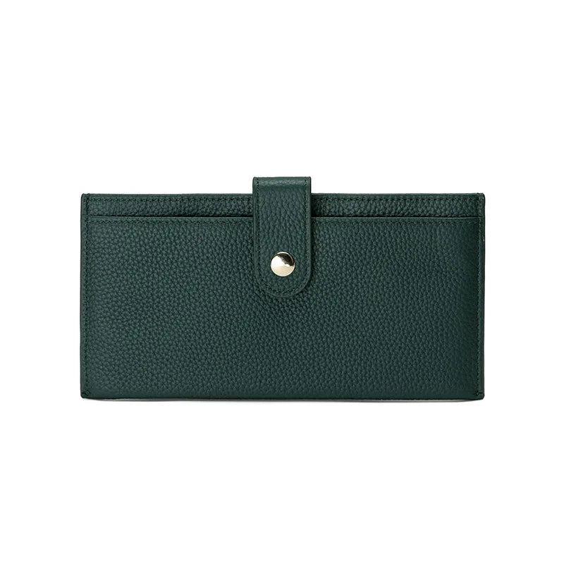 Portefeuille Femme Cuir Luxe 6 Emplacements Cartes Slim - Porte-Monnaie Zippé Détachable Externe Noir