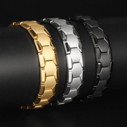 Bracelet Magnétique Thérapeutique Hexagone – Jonc Homme Élégant