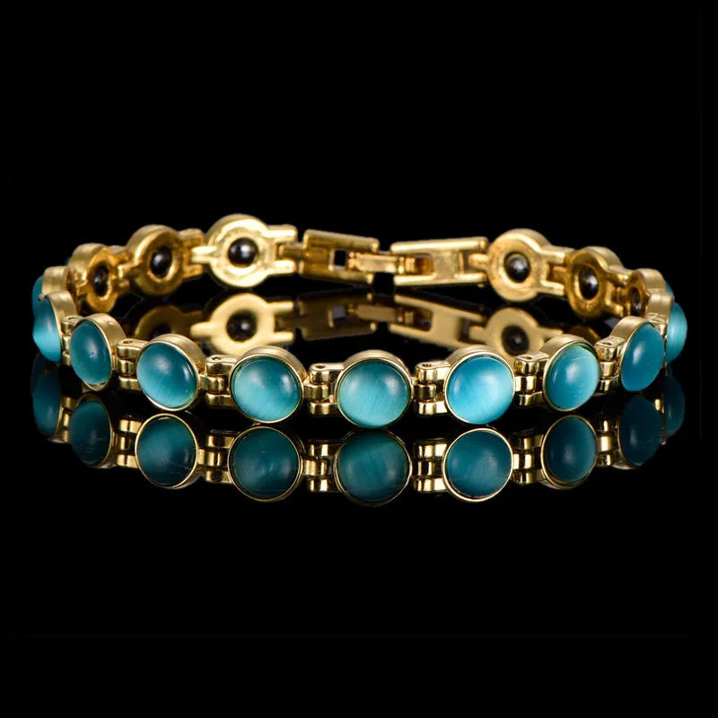 Bracelet Opale Magnétique Plaqué Or 18K – Énergie & Charme Femme