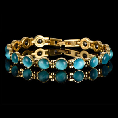 Bracelet Opale Magnétique Plaqué Or 18K – Énergie & Charme Femme