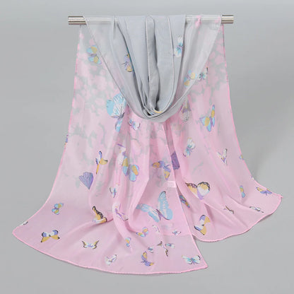 Foulard Soie Mousseline Luxe Femme - Écharpe Tête Plage Bandana Hijab Été