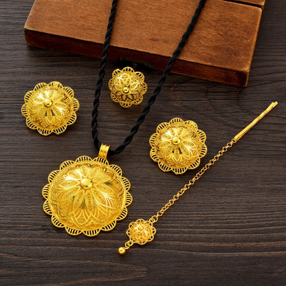Parure Bijoux Dubai Africaine Mariée – Collier Bague Boucles Chaîne Tête