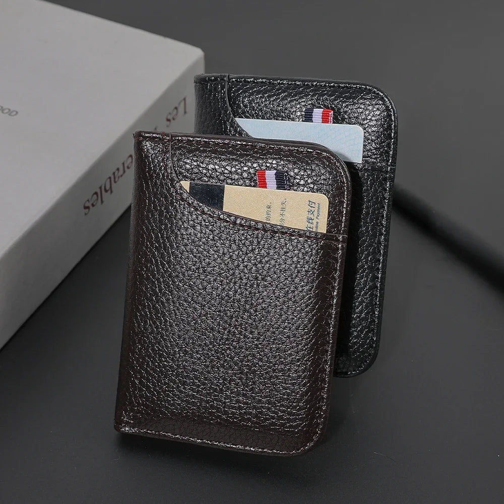 Portefeuille Homme Ultra-Mince Cuir PU - Mini Porte-Cartes Court Portable