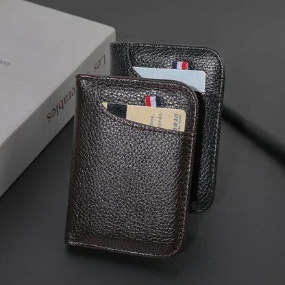 Portefeuille Homme Ultra-Mince Cuir PU - Mini Porte-Cartes Court Portable