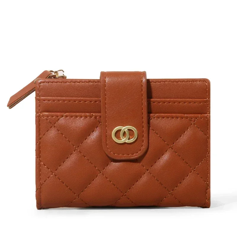 Portefeuille Femme Cuir Petit Sac Zip - Porte-Cartes Porte-Monnaie Rose Noir Rouge