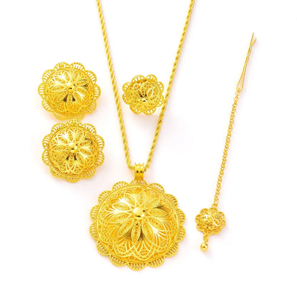 Parure Bijoux Dubai Africaine Mariée – Collier Bague Boucles Chaîne Tête