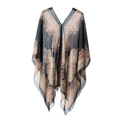 Foulard Châle Mousseline Été Protection Solaire Femme - Bandana Plage Voyage Léger Doux