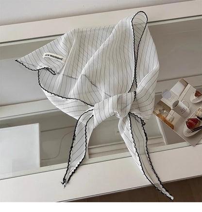 Foulard Tête Blanc Pois Coréen Femme - Triangle Soie Cheveux Style Kawaii Français
