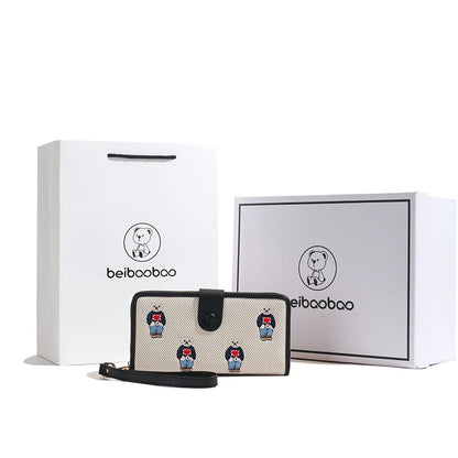 Portefeuille Femme Long Zippé Grande Capacité - Porte-Monnaie Bifold avec Dragonne Porte-Carte Designer Luxe
