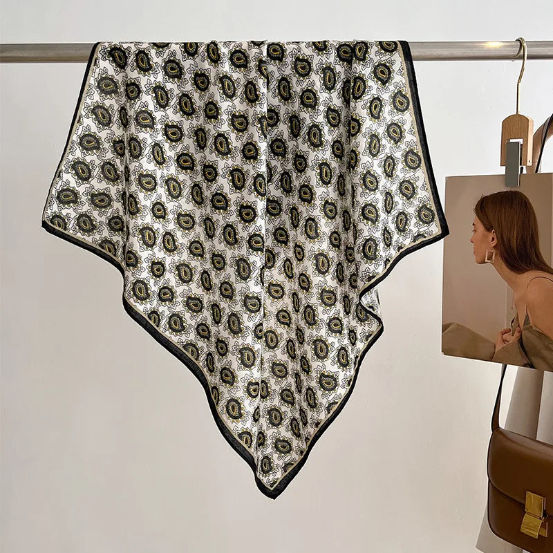 Foulard Carré Coton 70cm Imprimé Floral Femme - Bandana Headband Neckerchief Accessoire