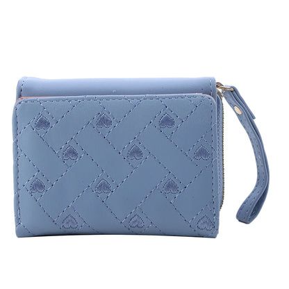 Portefeuille Femme Court Trifold Cuir PU Broderie Amour - Porte-Carte Multi-Poches Fashion Minimaliste Noir