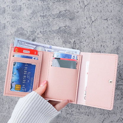Portefeuille Femme Cartoon Cuir PU - Porte-Cartes Tri-Fold Multi-Emplacements