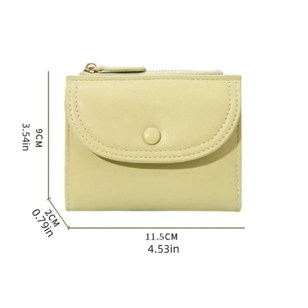 Portefeuille Femme Court Pliable Coloré Mini - Porte-Monnaie Zippé PU Multifonction Portable Marron