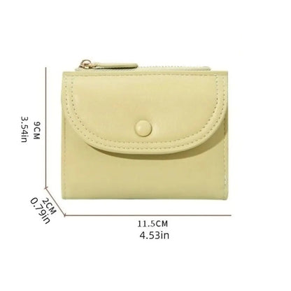 Portefeuille Femme Court Pliable Coloré Mini - Porte-Monnaie Zippé PU Multifonction Portable Marron