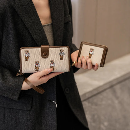 Portefeuille Femme Long Zippé Grande Capacité - Porte-Monnaie Bifold avec Dragonne Porte-Carte Designer Luxe