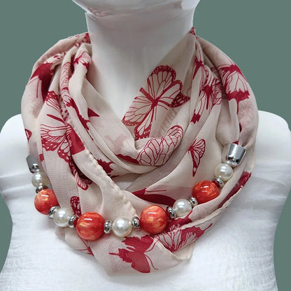 Foulard Collier Mousseline Multicolore Femme - Bijou Statement Neckerchief Bohème Hijab