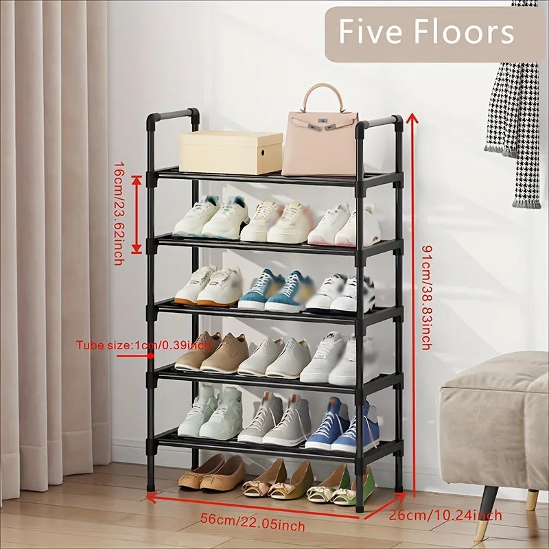 Range-Chaussures Multi-Niveaux en Métal - Organisateur Empilable Gain d'Espace Noir