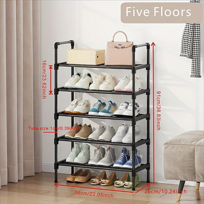 Range-Chaussures Multi-Niveaux en Métal - Organisateur Empilable Gain d'Espace Noir