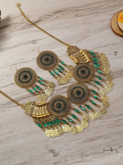 Ensemble Bijoux Bohème Gypsy Pièces Cristal – Collier Boucles Tribal