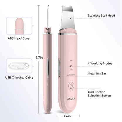 Nettoyeur Peau Ultrasonique ANLAN - Spatule Peeling Facial Pores Machine Lifting Visage