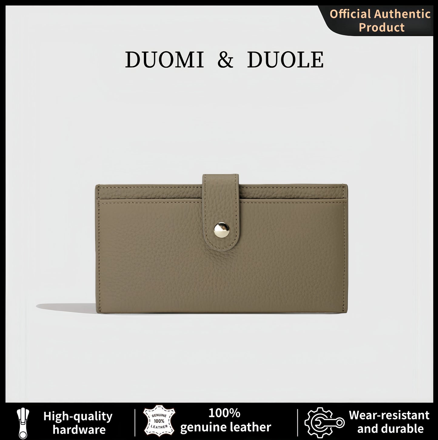 Portefeuille Femme Cuir Luxe 6 Emplacements Cartes Slim - Porte-Monnaie Zippé Détachable Externe Noir