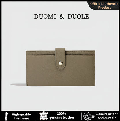 Portefeuille Femme Cuir Luxe 6 Emplacements Cartes Slim - Porte-Monnaie Zippé Détachable Externe Noir