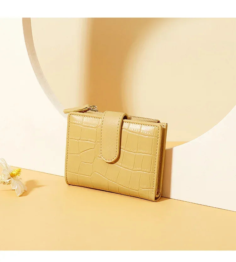 Portefeuille Femme Court Fashion Zipper - Wallet Cuir PU Porte-Monnaie Coin Pocket