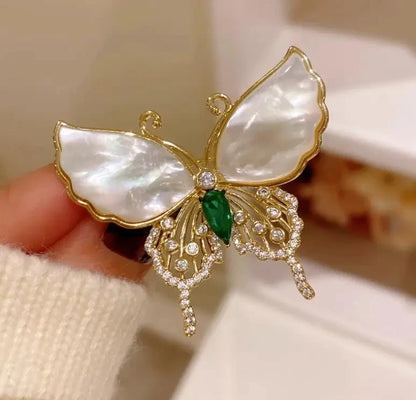 Broche Papillon Perles Blanches Strass Luxueuse – Pin's Cristaux Corsage Costume Femme