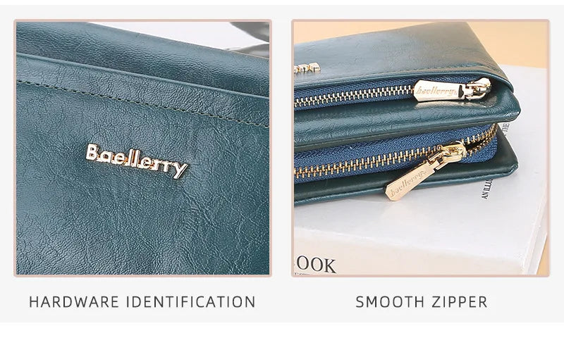 Portefeuille Femme Cuir PU Multi-Fonctions - Pochette Clutch Porte-Cartes Téléphone