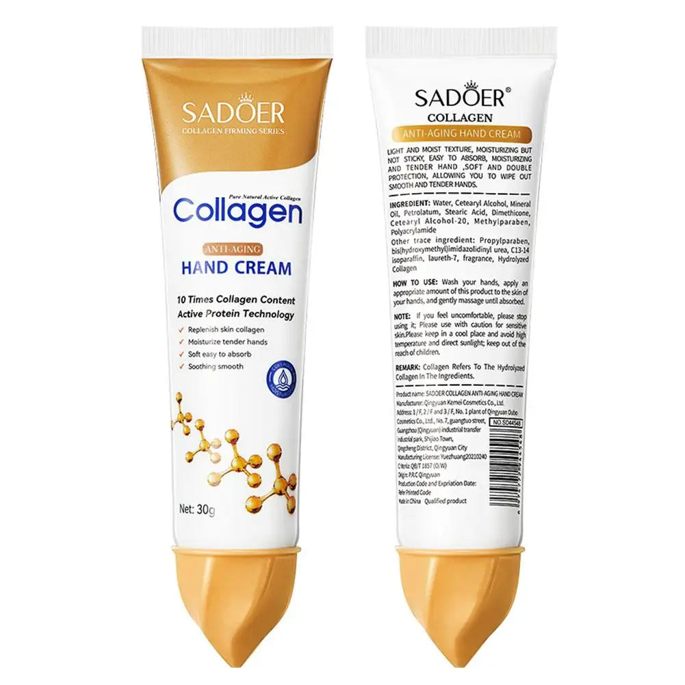 Crème Mains Collagène SADOER 5pcs - Hydratante Éclaircissante Rafraîchissante Nourrissante Soin Beauté