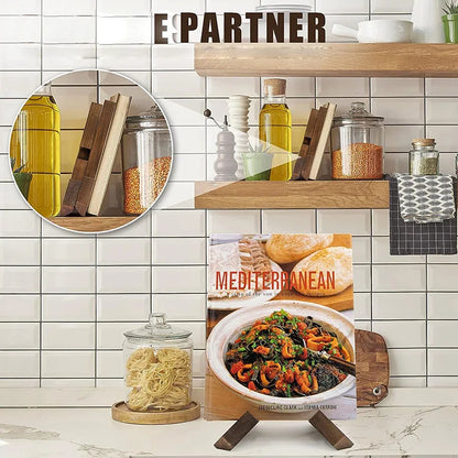 Support Livre de Recettes en Bois - Porte-Menu Cuisine & Bureau